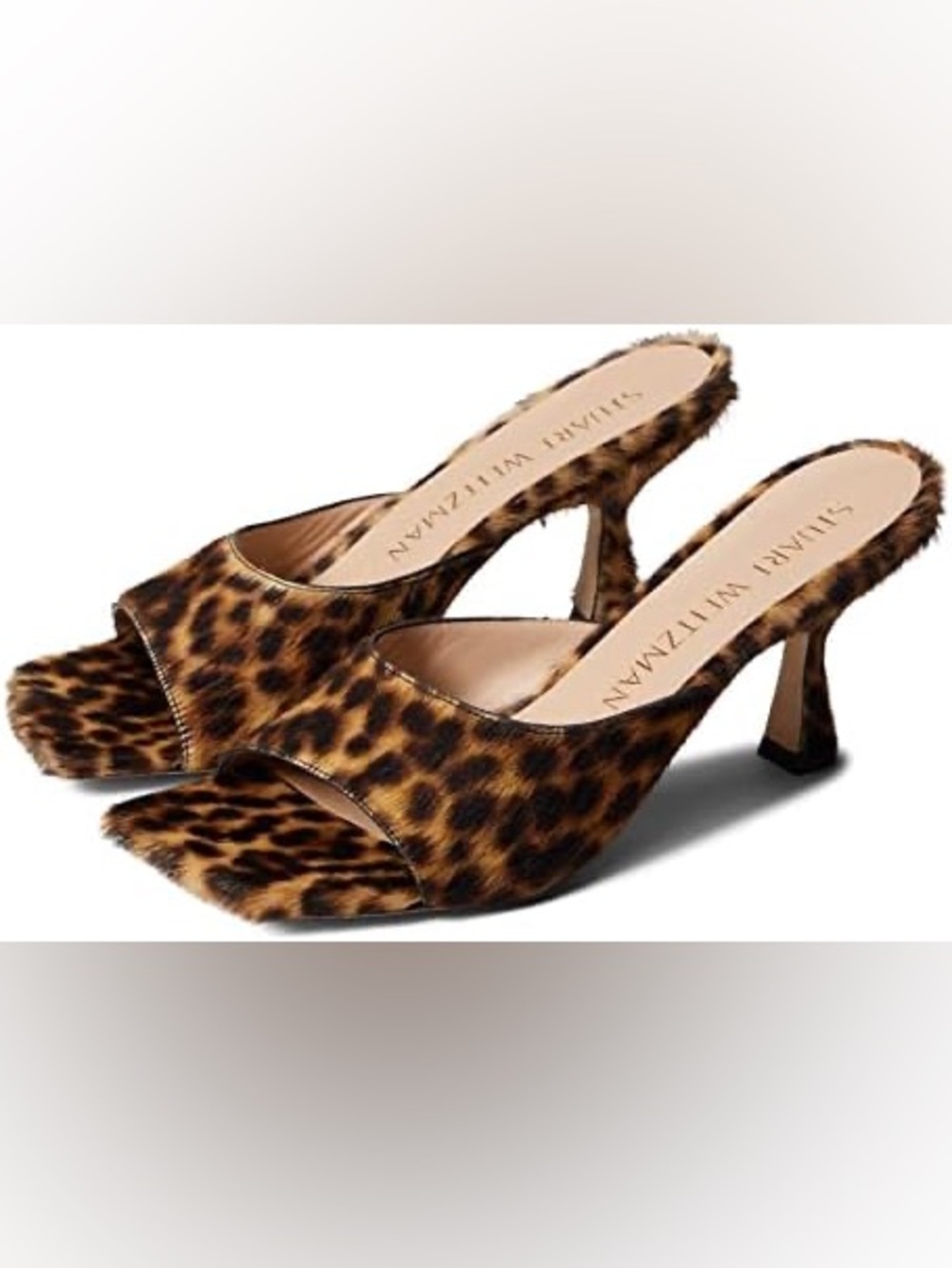 Stuart Weitzman Leopard-Print Faux Fur Slide Mules - Tan/Black